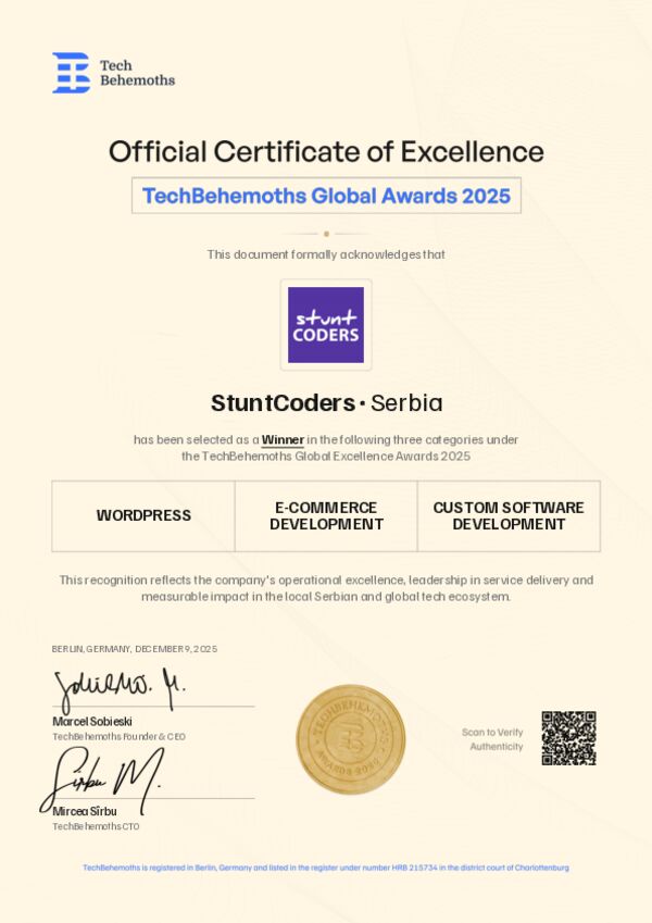 TechBehemoths Global Excellence Awards 2025 Winner